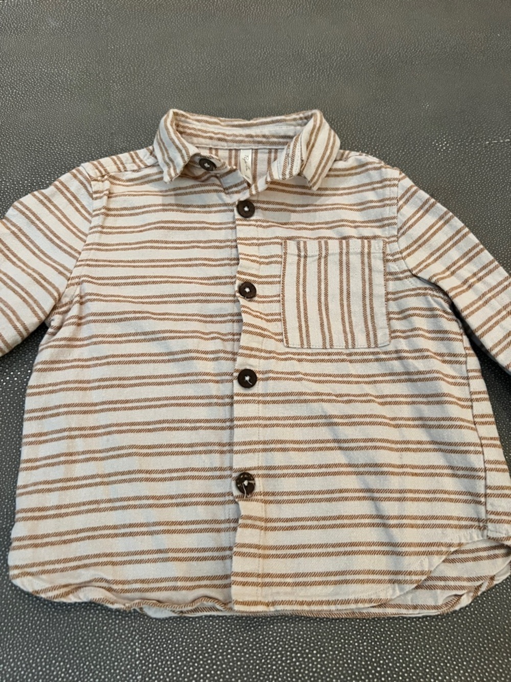 Rylee + Cru Cream and Brown Striped Button-Down Shirt